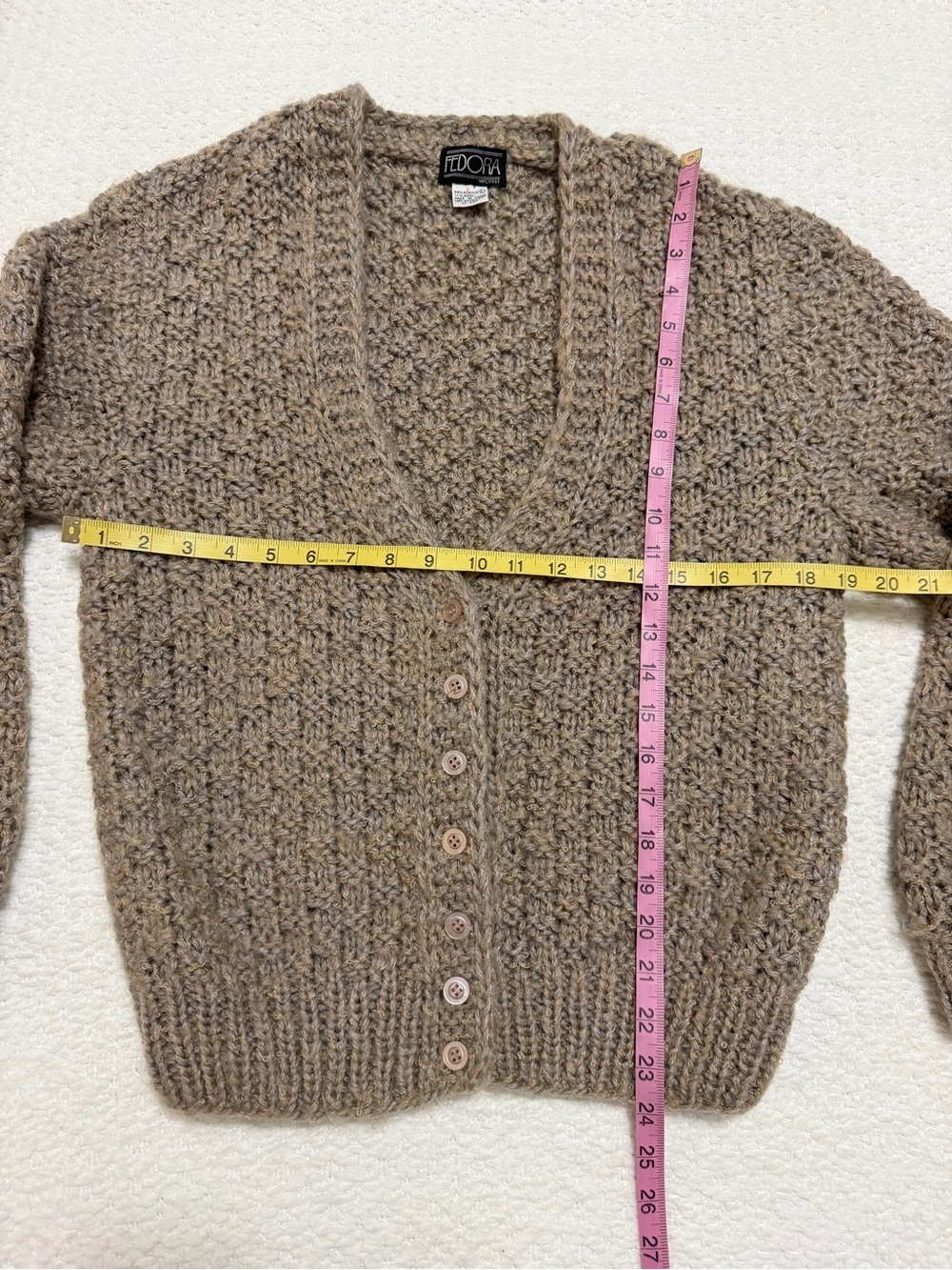 Vintage Fedora Button Up Knitted Cardigan Wool Acrylic Women’s Size Large - Picture 5 of 6